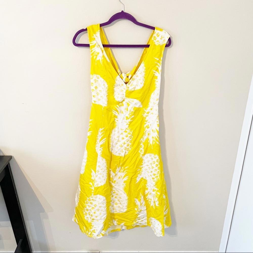 Anthropologie Maeve Pineapple Midi Back Cut Out Tie Dress